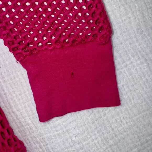 VTG 80s Off-Shoulder Top Hot Pink Women's Medium Workout Retro Y2K Barbie Party - Picture 10 of 16